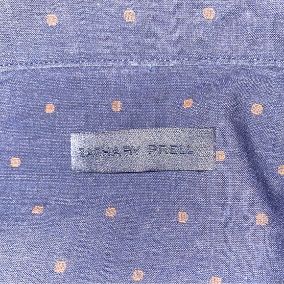 Zachary Prell Dot pattern chambray blue button down shirt size xl - Picture 3 of 3
